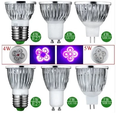 3W 4W 5W E27 GU10 MR16 UV Ultraviolet Purple LED Spotlight Lamp Bulb AC 85-265V - Image 1 of 4
