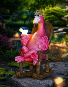 Flamingo Statue for Outdoor Garden Statue - Resin Flamingo Fairy Garden Decor - - Picture 1 of 12