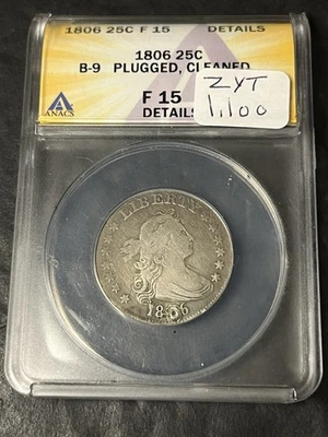 1806 draped bust quarter B-9 F+ - Image 1 of 2