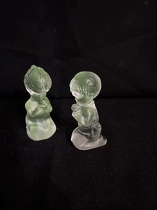 FENTON Boy and Girl Praying Crystal Velvet Glass Figurines 4”T X1.5”W - Picture 1 of 9