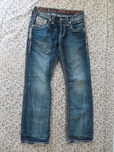 Rock Revival Hercules Relaxed Straight Jeans Blue Denim Size 30 (30x30) - Afbeelding 1 van 11