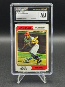 Pete Rose Signed 1974 Topps Card #300 Cincinnati Reds 🔥 CGC x JSA 10 Auto - Picture 1 of 3