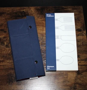 Longaberger Woven Traditions 5 Piece Flatware Place Setting In Snap Storage Case - Picture 1 of 3