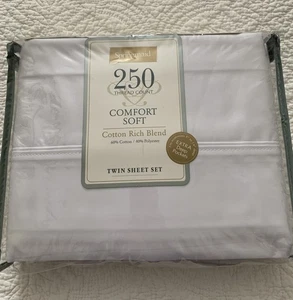Springmaid 250 Thread Count Comfort Soft Twin Sheet Set White Brand New - Picture 1 of 5
