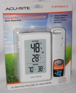 Acurite Wireless Indoor/Outdoor Temperature with Humidity - White - New - Picture 1 of 2