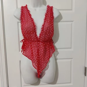 Victoria's Secret Tease Heart Mesh Romper Size M - Picture 1 of 9