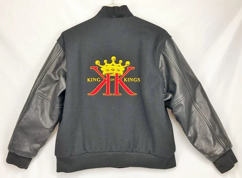 KING OF KINGS Coolmore Thoroughbred Horse Racing Leather Varsity Jacket ~ Large Cover