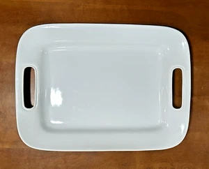 Pampered Chef Simple Additions White Rectangular Platter Tray Serving Handles LG - Picture 1 of 6