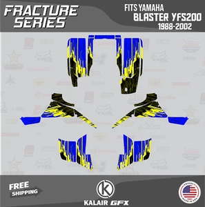 Graphics Kit for Yamaha Blaster YFS200 (1988-2002) YFS 200 FRACTURE-blue-yel - Picture 1 of 6
