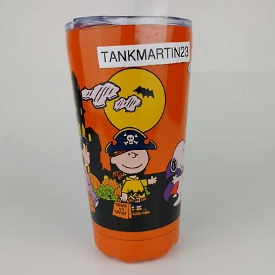 Vaso de café de metal Peanuts Gang Snoopy Charlie 16 oz café viaje Halloween Foto 1 de 4