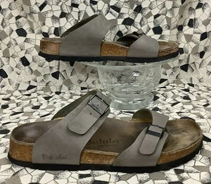 rare BIRKENSTOCK BETULA Brown Leather Two Strap Arizona Slide Sandal 39 L8 - Picture 1 of 12