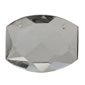 Large Czech vintage crystal clear oval rhinestone pendant glass bead 33x26mm - Picture 1 of 6