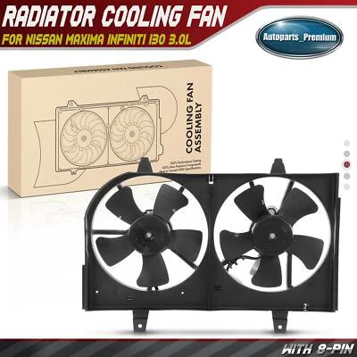 Conjunto de ventilador de refrigeración de radiador doble con cubierta para Nissan Máxima INFINITI I30 3,0 L Foto 1 de 4