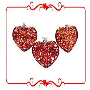 LED funciona con batería San Valentín boda rojo metal corazón 10 cuenta luces w / temporizador - Imagen 1 de 2