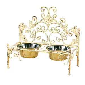 French Iron White Scroll Dog Pet Cat Bed Antique Style Fleur de Lis European - Picture 1 of 1