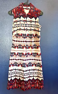 Vintage Maxikleid 60er 70er Blumen Boho ärmellos mehrfarbig Hippie - Bild 1 von 15