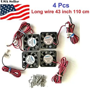 4 Pcs DC 12V 2-Pin Cooling Fan 40mm 40x40x10mm 4cm 4010s 9Blade 3D Printer CPU - Picture 1 of 1