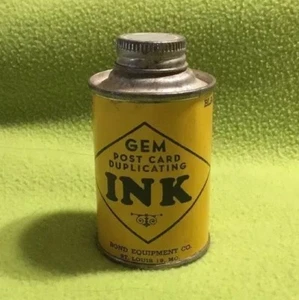 Vintage ~ INK ~ GEM ~ Post Card Duplicating ~ 1/4 Lb. Tin - Bild 1 von 8