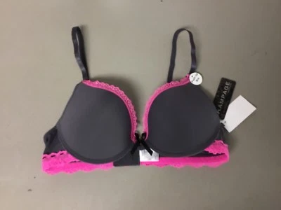 Sujetador push up Rampage Intimates para mujer talla 34C gris con rosa #149L nuevo con etiquetas Foto 1 de 2