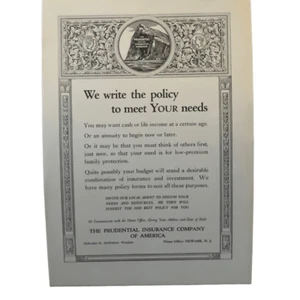Vintage 1934 Prudential Insurance Policy to Meet Your Needs Ad Advertisment - Picture 1 of 5