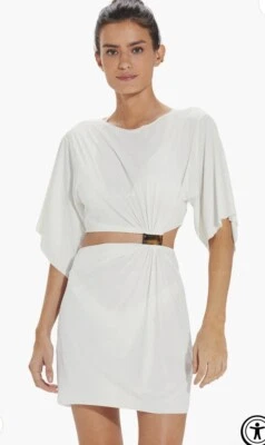 Vix Zaila Cutout Coverup Mini Dress White Large L Cutout Cover Up $268 - Image 1 of 3