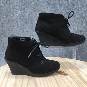 White Mountain Boots Womens 8 M Irma Wedge Ankle Booties Black Lace Up Casual - Picture 1 of 18