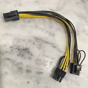PCI-E 6-pin to 2x 6+2-pin (8 Pin) Power Splitter Cable PCIE PCI Express 300v - Picture 1 of 4