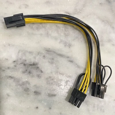 PCI-E 6-pin to 2x 6+2-pin (8 Pin) Power Splitter Cable PCIE PCI Express 300v - Image 1 of 4