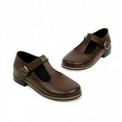 Retro Women's T Strap Bar Flats Mary Jane College Pumps Shoes Girls Fashion - Image 1 of 4