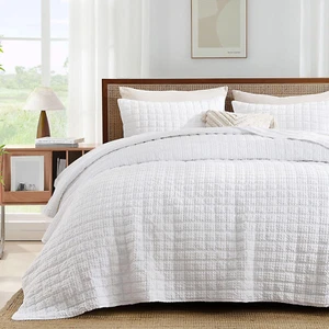 Waffle Quilt Set King Size - Luxury Soft King Quilt Set, 3 Pieces Lightweight Wa - Picture 1 of 12