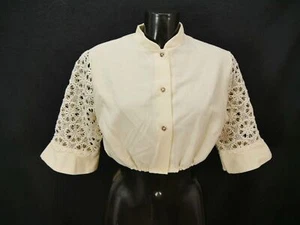 Gr.48 Dirndlbluse süße Bluse für Dirndl Trevira Mischgewebe mit Spitze B9229 - Bild 1 von 3