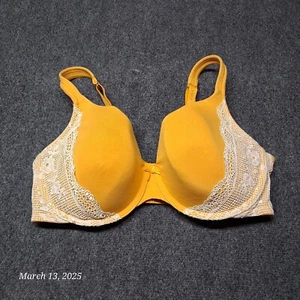 Cacique Bra Women 42 DD Lightly Lined T Shirt Orange With Lace Wings Underwired - Picture 1 of 5