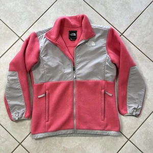 The North Face Denali Girl Fleece Jacket Polartec Full Zip Extra Large Pink Gray - Picture 1 of 11