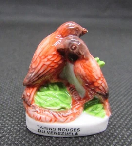 Fève Série les Oiseaux " Les Tarins rouge du Venezuela couple " Bird #H2 - Imagen 1 de 2