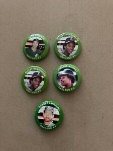 Vintage 1984 Fun Foods Oakland Athletics Collectible Baseball Pin's Lot Of 5  