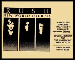 Rush Concert Poster (New World Tour - Maple Leaf Gardens), 8x10 Photo - Picture 1 of 1