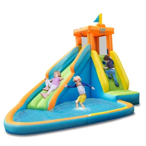 Inflatable Water Slide Kids Bounce House Castle Splash Water Pool Without Blower - Picture 1 of 12