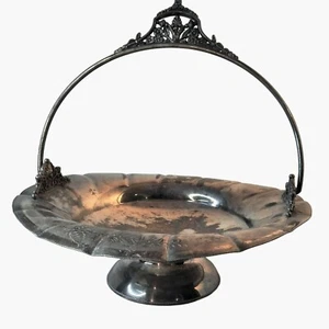 Silver Plated Ornate Handled Pedestal Dish Antique Aurora S P Mfg Co 1882 - Picture 1 of 10