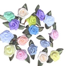 PASTEL MIX Rosebuds Roses Satin Flowers Wedding Card Rose buds 25 50  500
