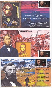 JVC CACHETS - 2017 HENRY DAVID THOREAU FIRST DAY COVER FDC SET OF 3 L.E. OF 20 - Picture 1 of 4