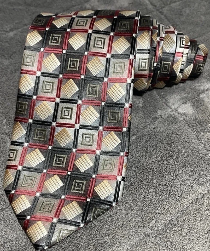 Covington геометрический полиэстер красный и серый мужской галстук 60 «L 3,5» W - Изображение 1 из 4