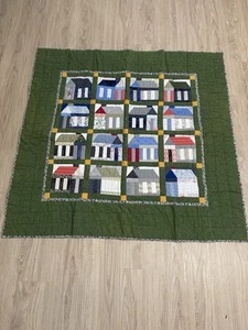 Beautiful Quilt Cabin House Design Nice Material Patterns 54x53” Throw Patchwork - Picture 1 of 10