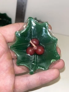 Vintage 3er Set Neu Holiday Votivkerzen Weihnachten Stechpalme & Beeren Weihnachtsmann - Bild 1 von 7