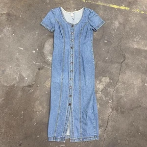 1990s Rampage button up denim maxi dress size small - Picture 1 of 3