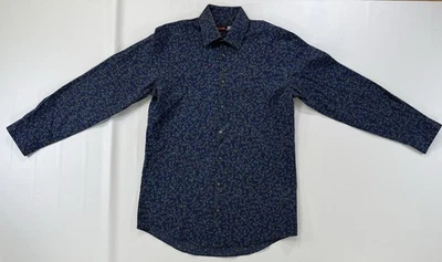JF j ferrar casual shirt men medium Long Sleeve Blue Slim Stretch Floral Button - Image 1 of 4