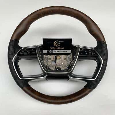 For 2020 Audi A6 A7 A8 A8L S8 RS Q8 A6L Q3 4-Spokes Custom Wooden steering Wheel - Image 1 of 4