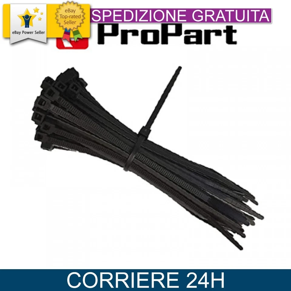 Fascette Nylon 3,6x300mm Nere 100pz Resistenti per Cablaggio Elettrico - Immagine 1 di 1