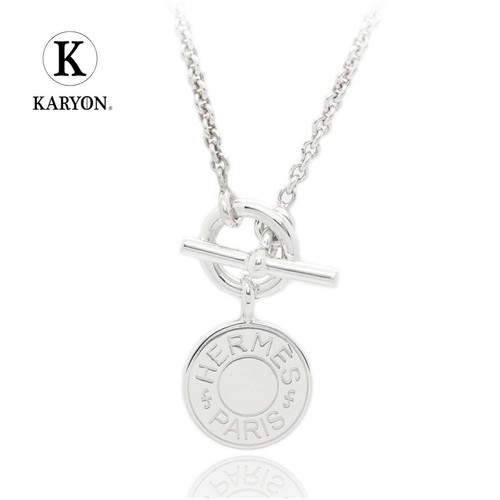 HERMÈS Hermes Collana Serie Moneta Amuleto Toggle Ciondolo Argento Ag925 Donna