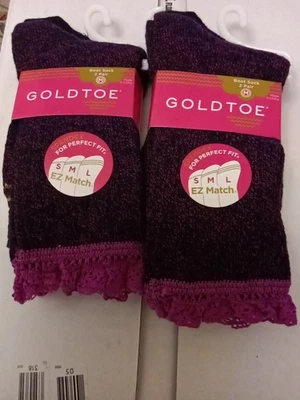 Goldtoe 靴袜四件套蕾丝装饰勃艮第套装 — 第 1/4 张图片