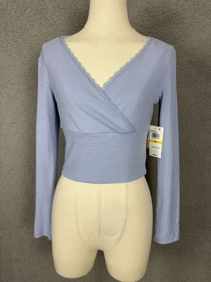 Sugar Moon женщин Juniors ребро трикотажа Surplice верхний синий размер средний новый с Ярлыками - Изображение 1 из 4